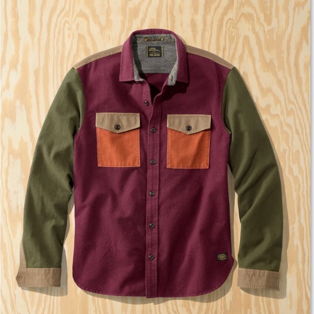 Men's L.L.Bean x Todd Snyder Chamois Shirt with Trim, Colorblock Size Large NWT